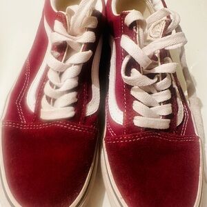 Vans Red and White Old Skool Sneakers